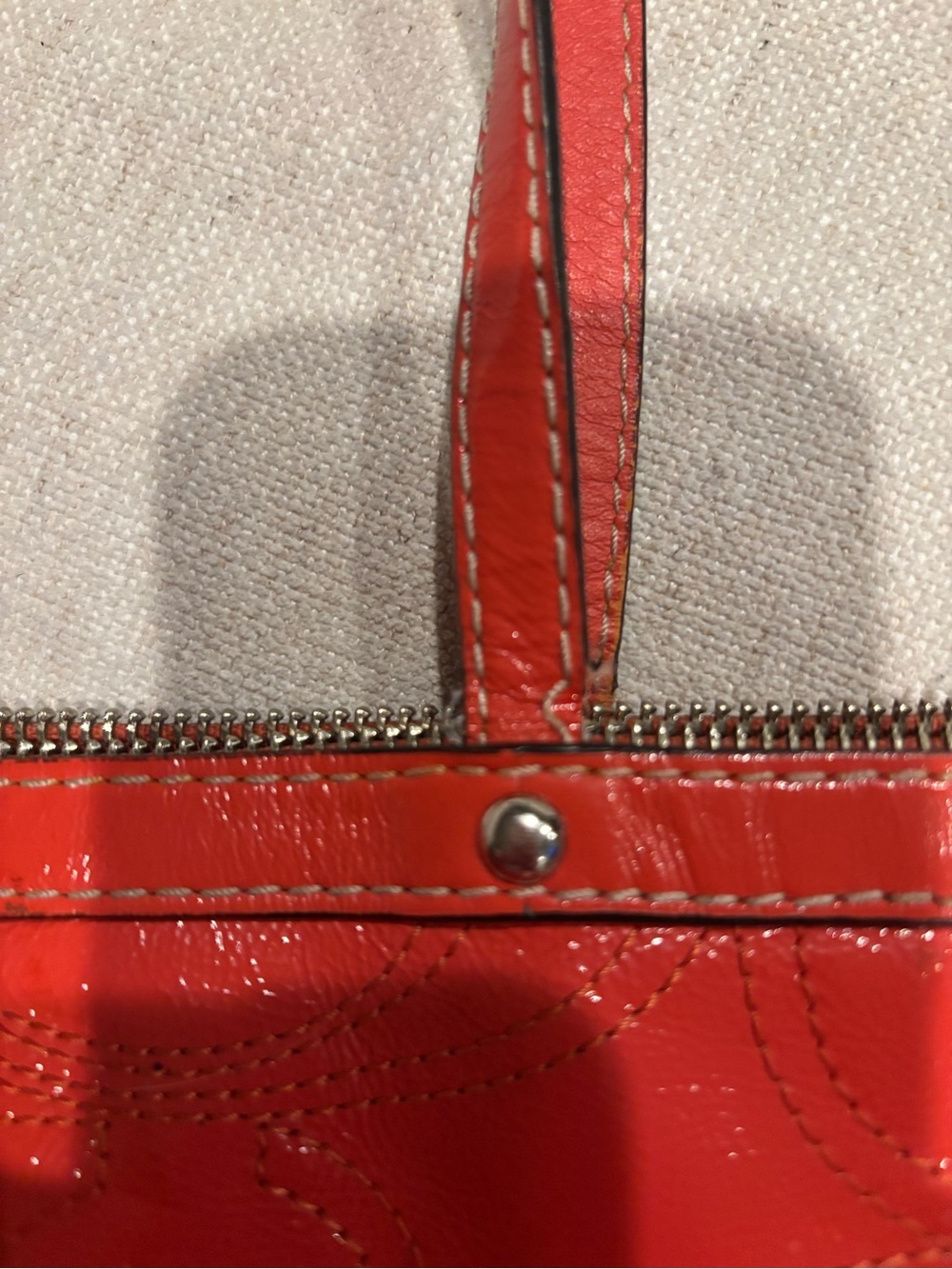 LOW START!🔥Coach Orange Patent Leather Tote with Signature Charm - Picture 12 of 13